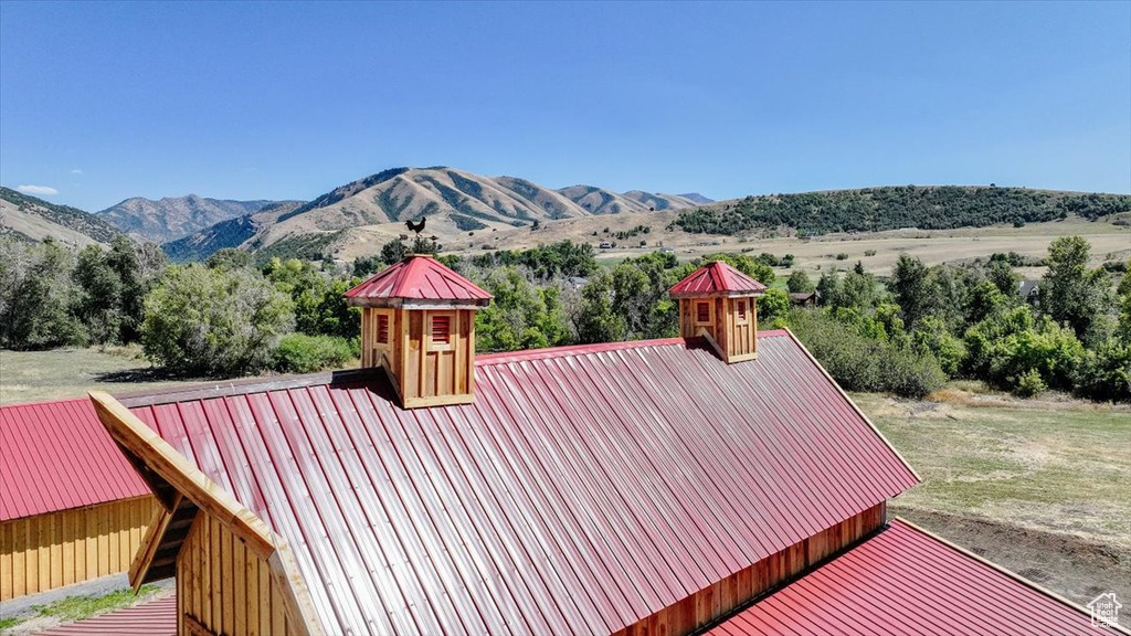 Exterior space with a mountain view