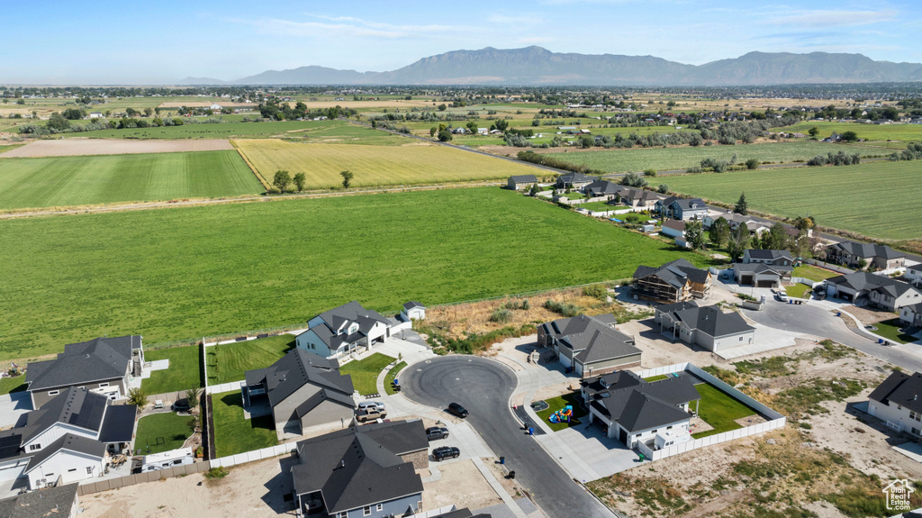 Aerial view featuring a mountain view