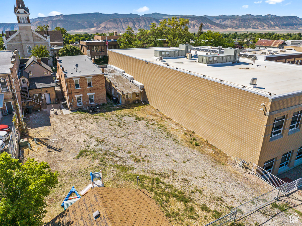 Aerial view featuring a mountain view