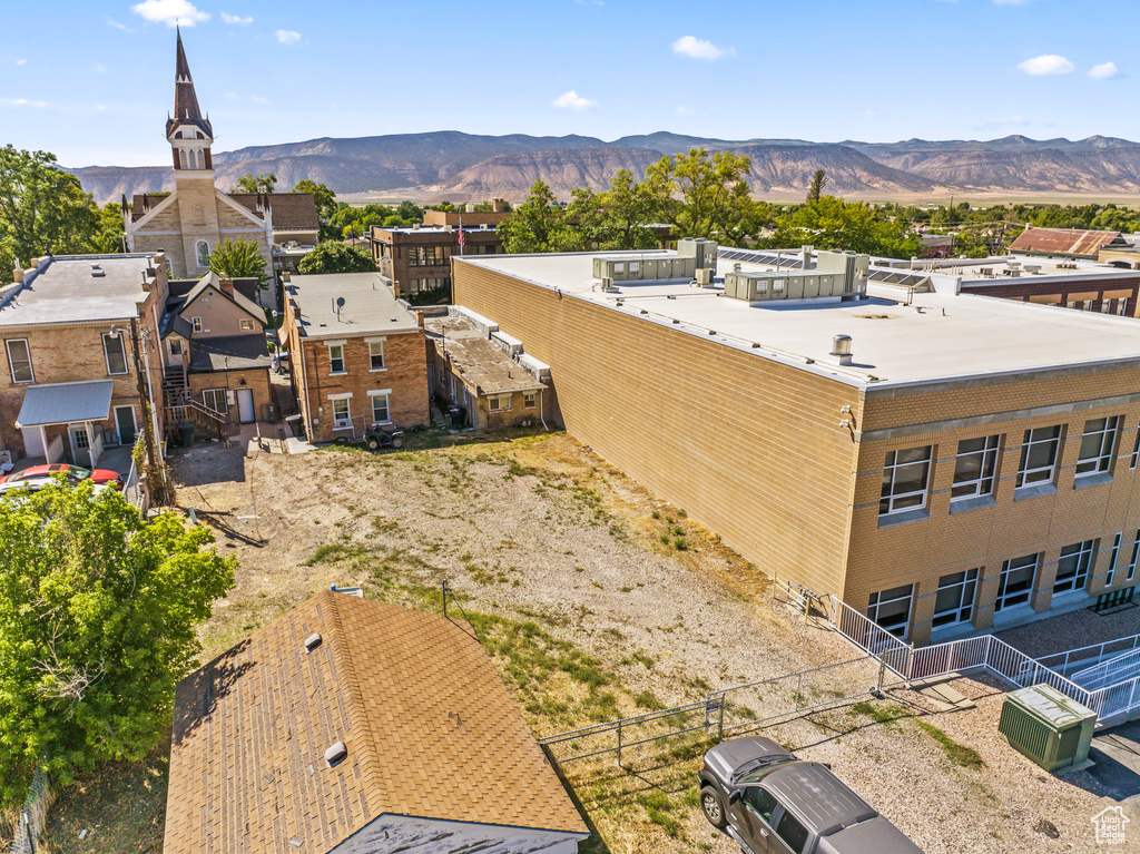 Drone / aerial view with a mountain view