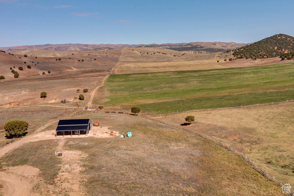 Drone / aerial view featuring a rural view and a mountain view