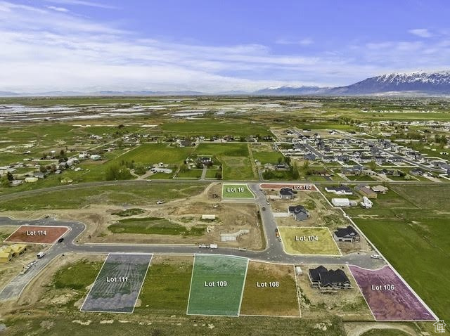 Aerial view featuring a mountain view