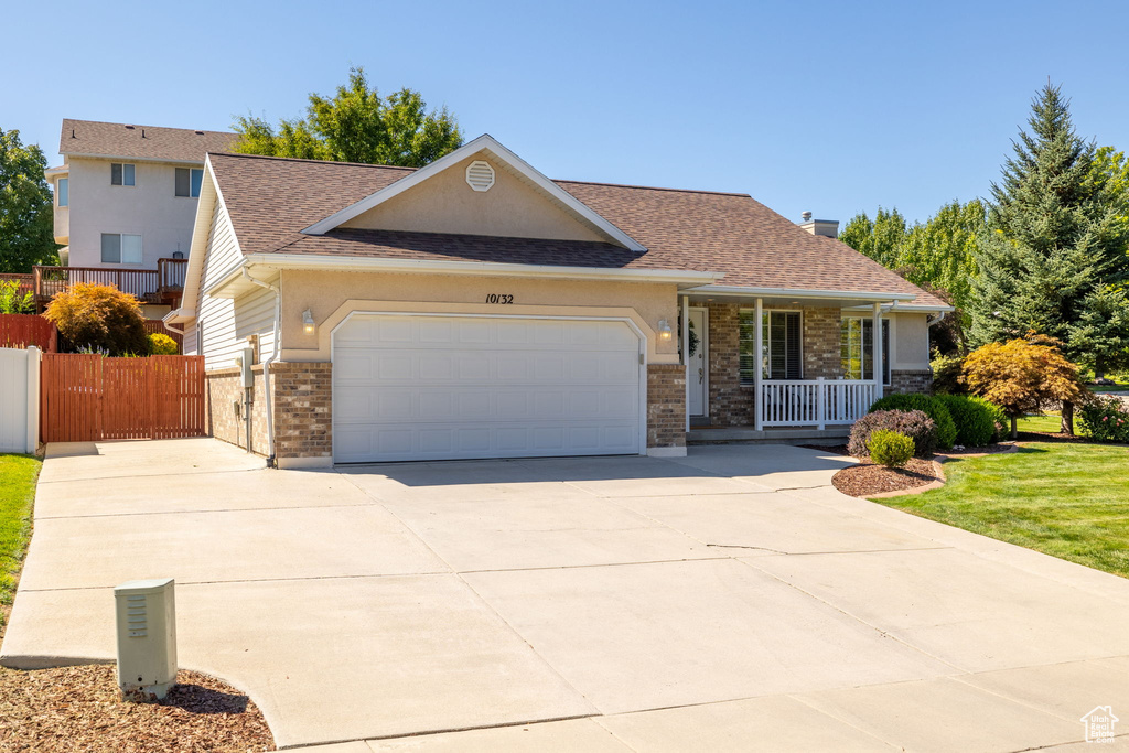 View of front of home with a garage