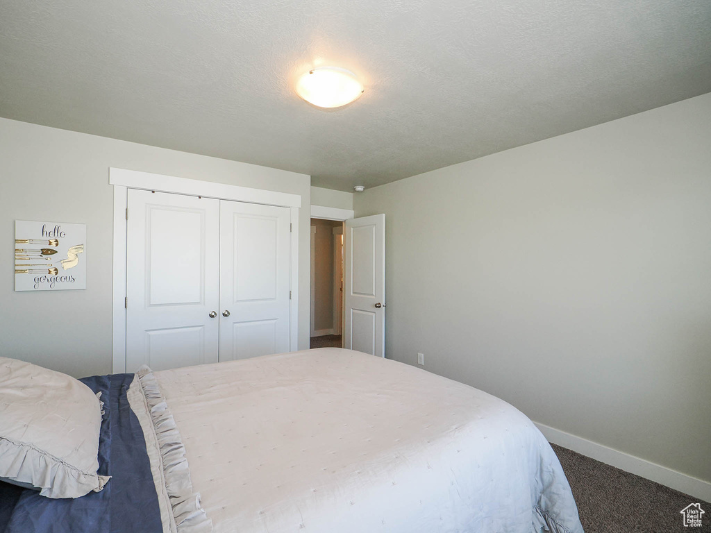 Bedroom featuring a closet and carpet flooring