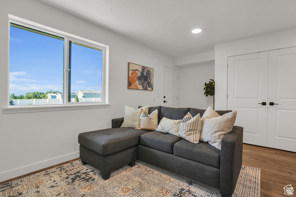 Living room featuring hardwood / wood-style flooring