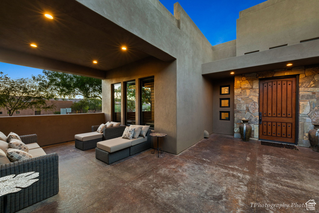 View of patio featuring outdoor lounge area