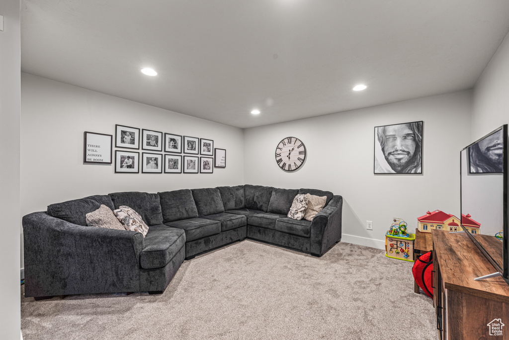 Living room featuring carpet