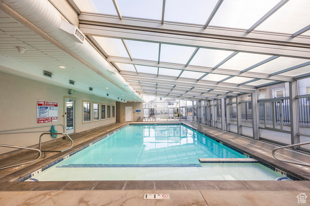 View of swimming pool with a patio