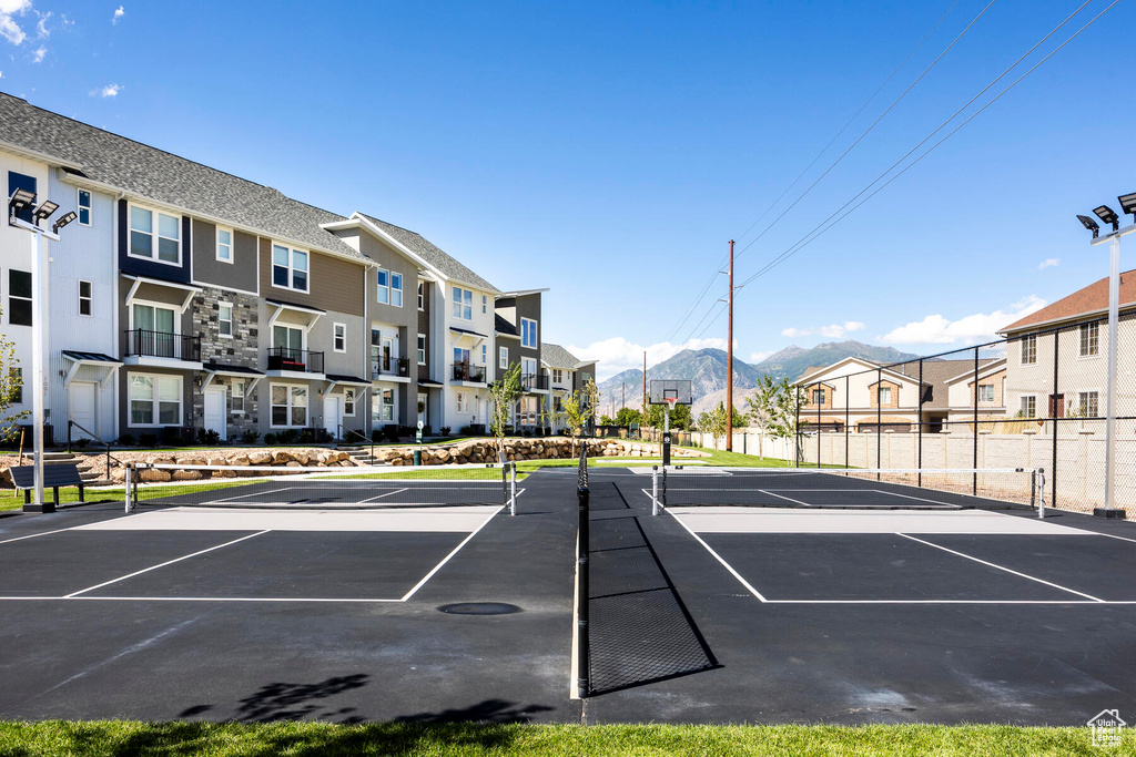 Exterior space featuring a mountain view