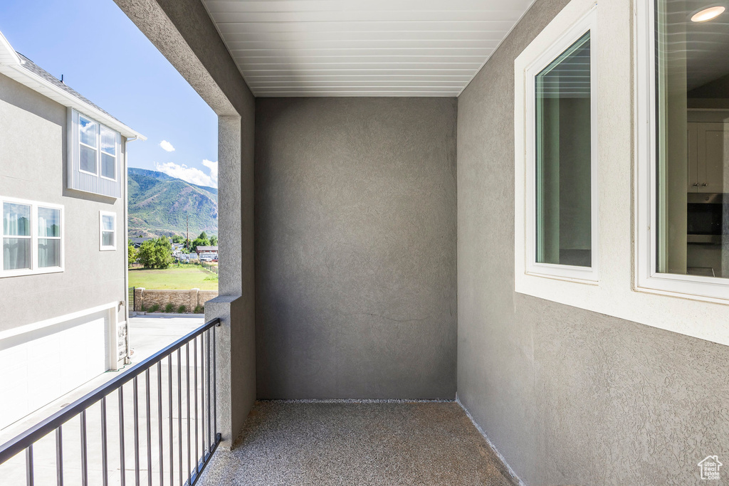 Balcony with a mountain view