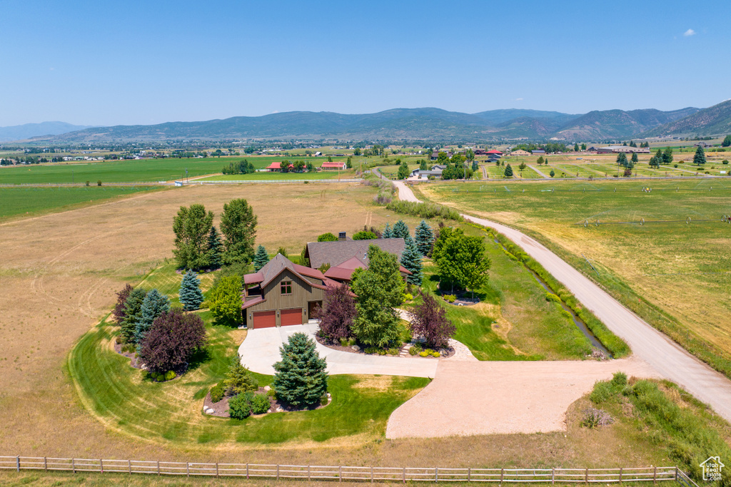 Bird\\\'s eye view with a rural view and a mountain view