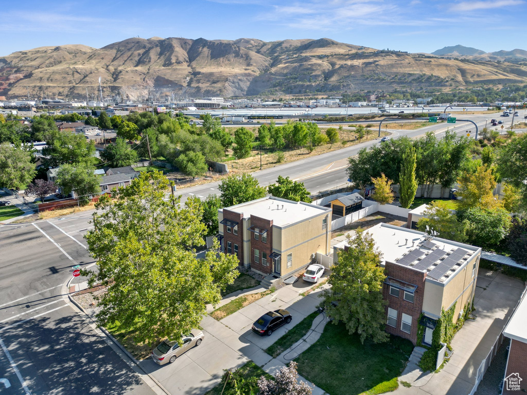 Aerial view featuring a mountain view