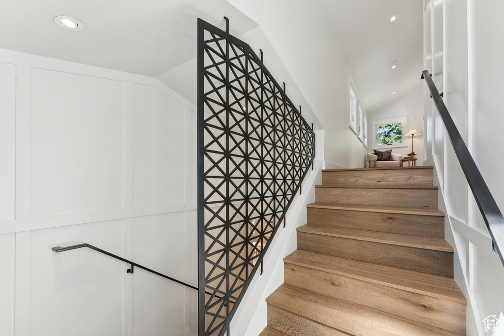 Stairway with lofted ceiling