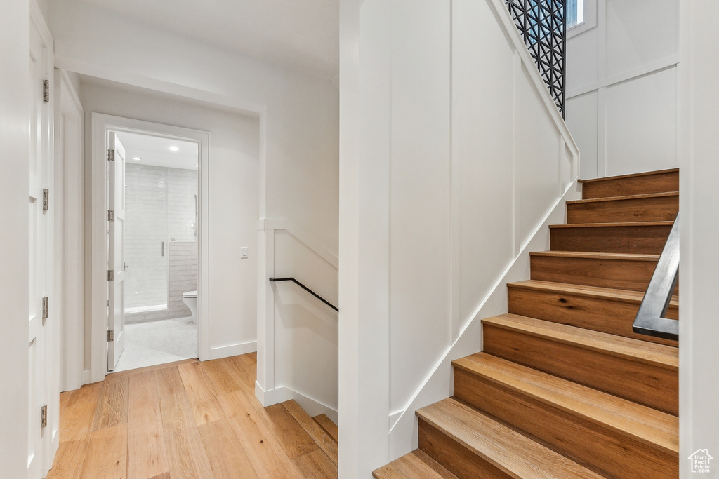 Stairs with wood-type flooring