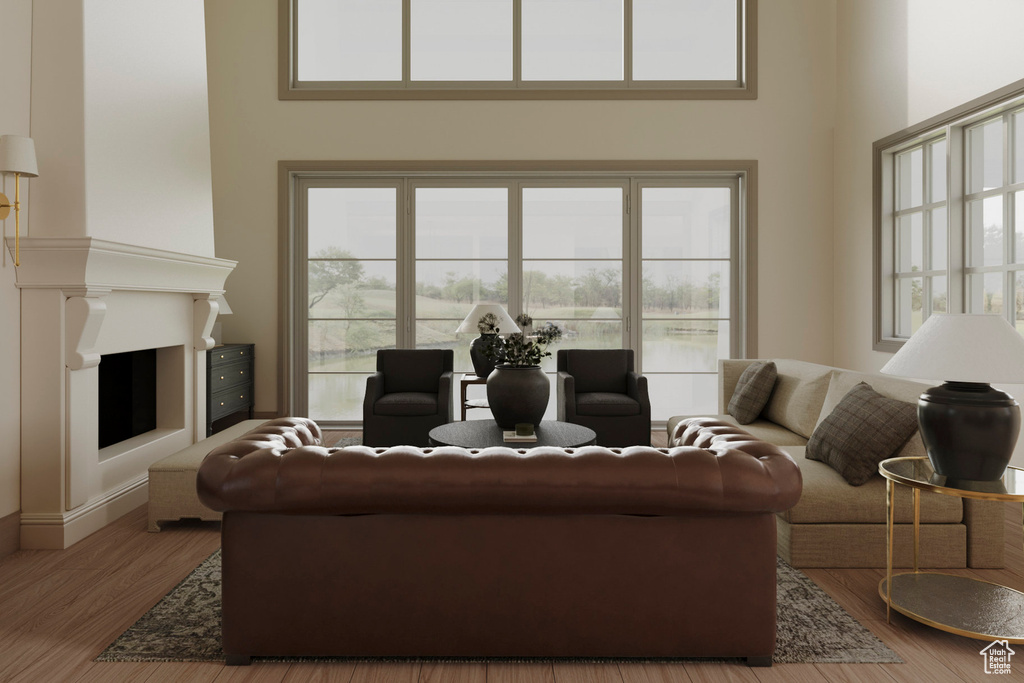 Living room featuring hardwood / wood-style flooring