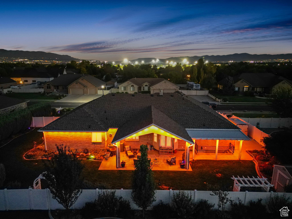 View of aerial view at dusk