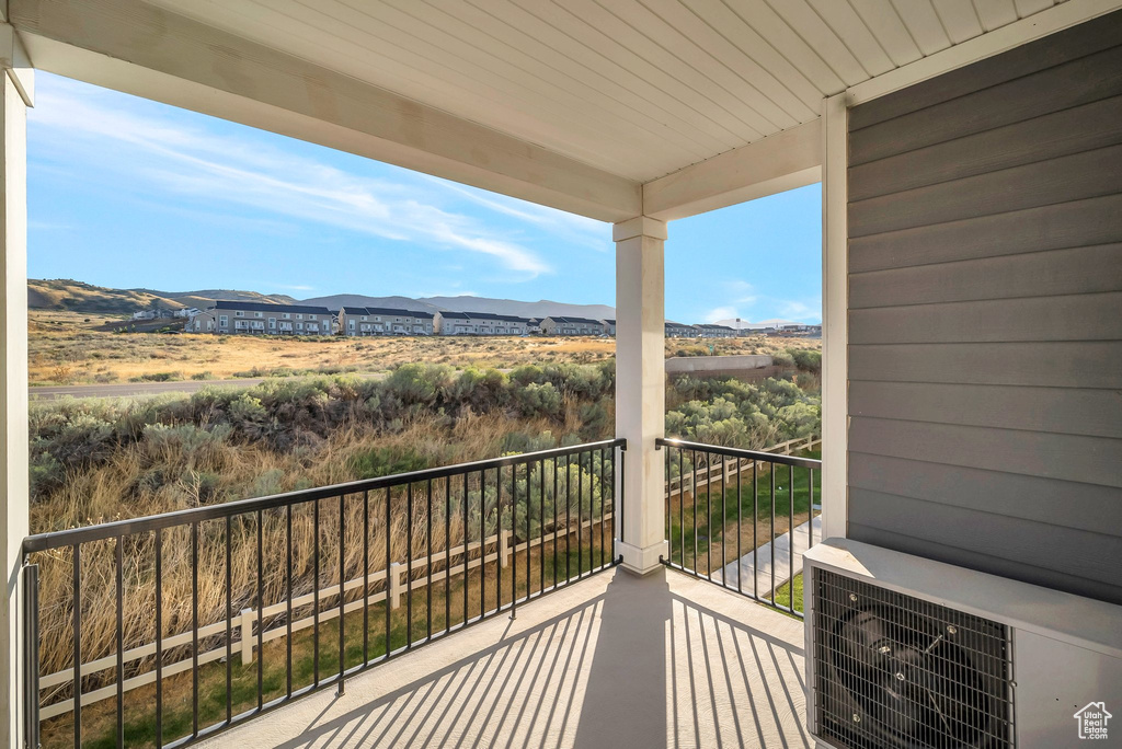 Balcony with a mountain view