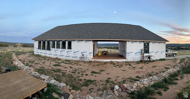 View of outdoor structure at dusk