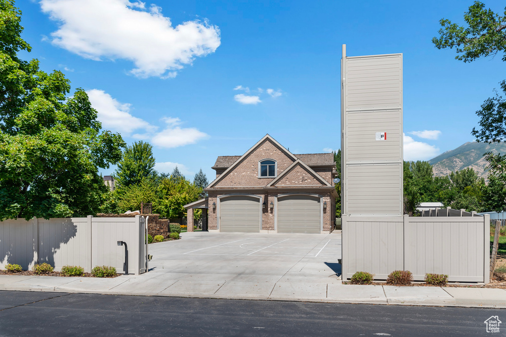 View of front of house featuring a mountain view