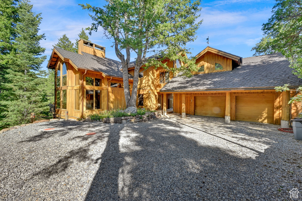 View of front of home with a garage