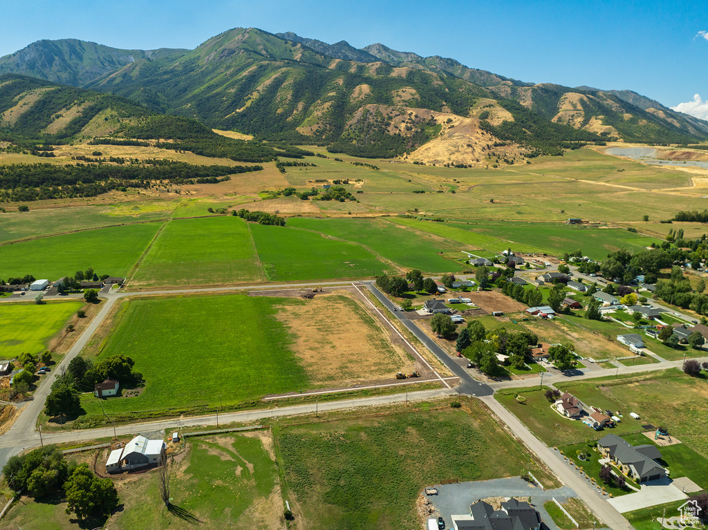 Aerial view featuring a mountain view and a rural view