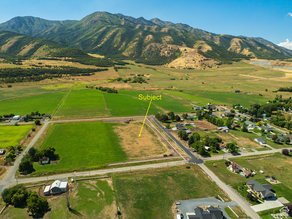Bird's eye view featuring a mountain view and a rural view