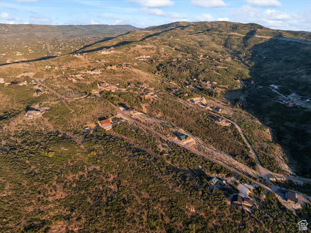 Aerial view featuring a mountain view