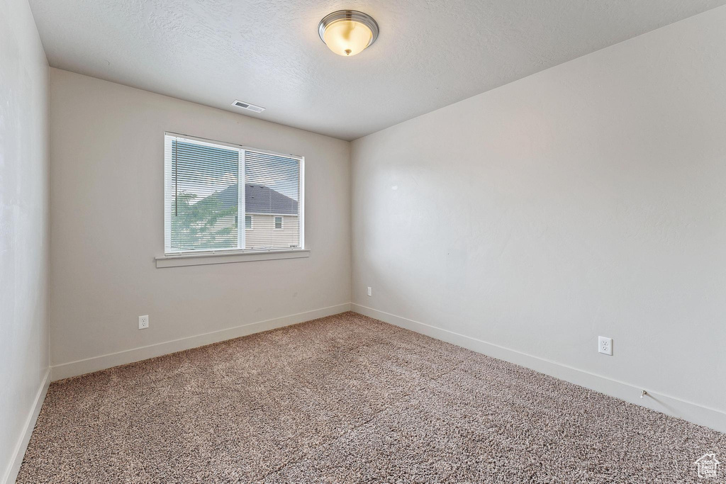 Unfurnished room featuring a textured ceiling and carpet flooring