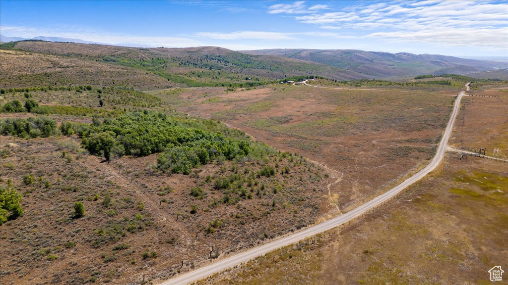 Bird's eye view featuring a rural view and a mountain view