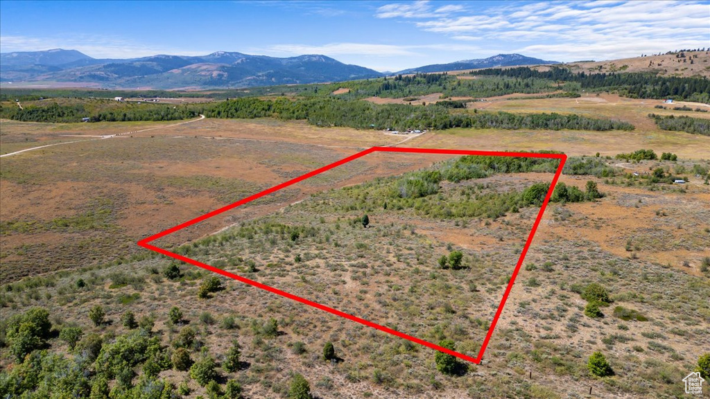 Birds eye view of property with a mountain view