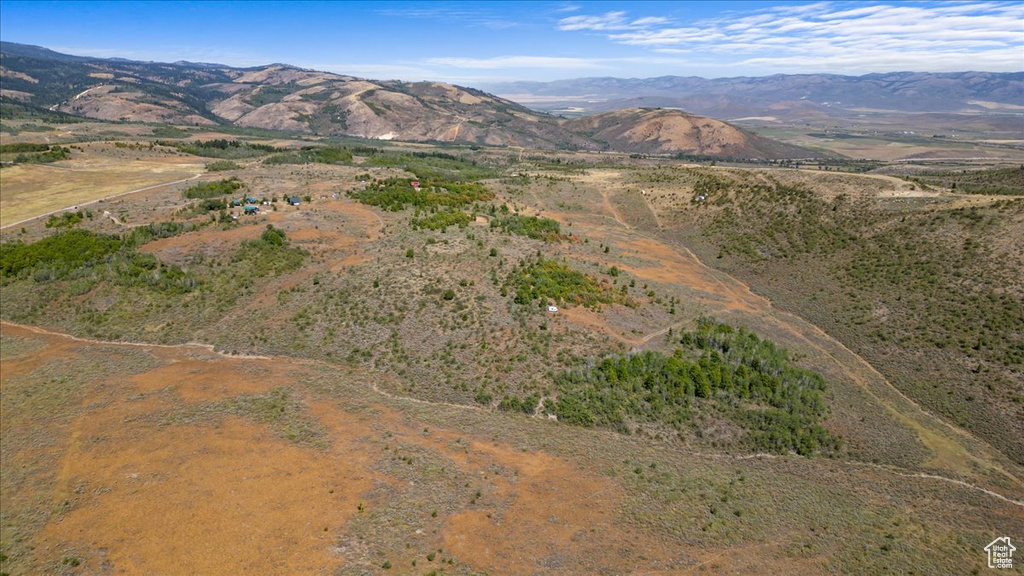 Drone / aerial view featuring a mountain view