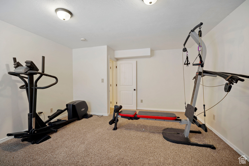 Exercise area with carpet floors