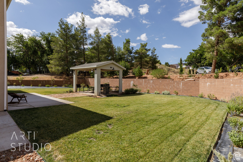 View of yard with a patio area