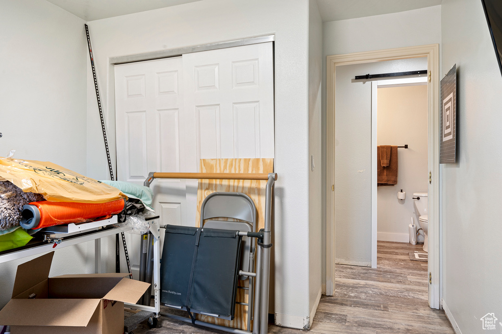 Interior space featuring hardwood / wood-style flooring