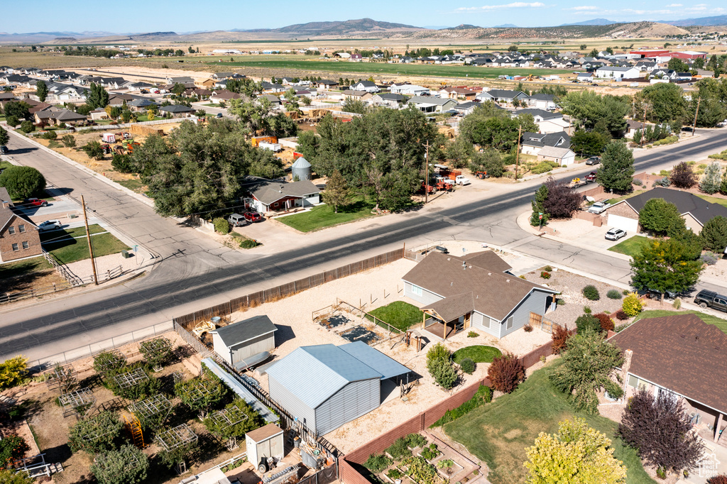 Drone / aerial view with a mountain view