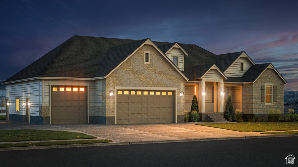 View of front of house with a garage