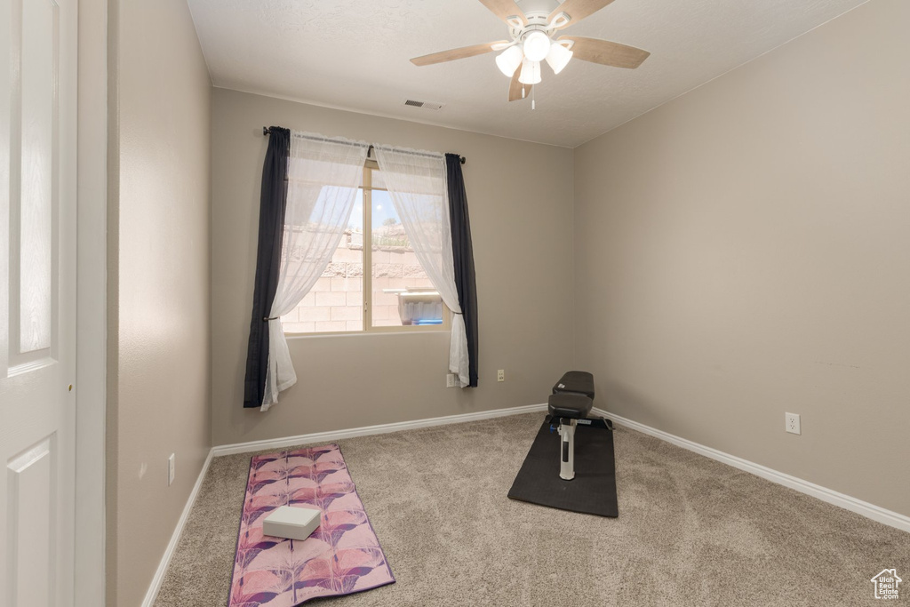 Interior space with ceiling fan