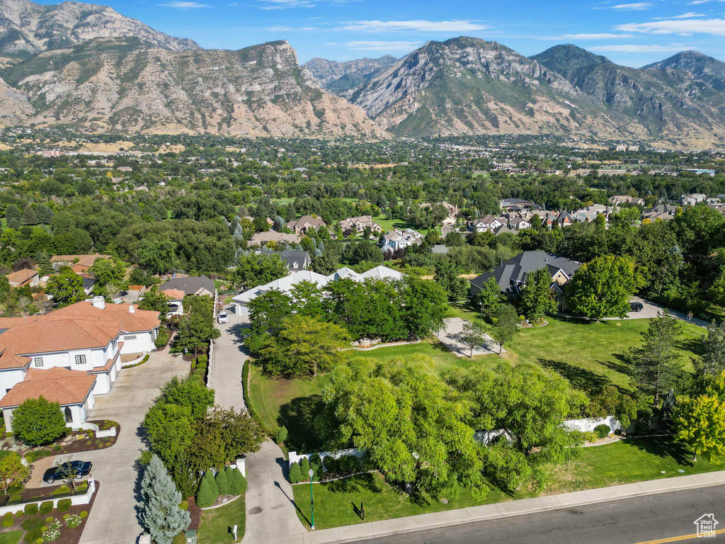 Drone / aerial view with a mountain view