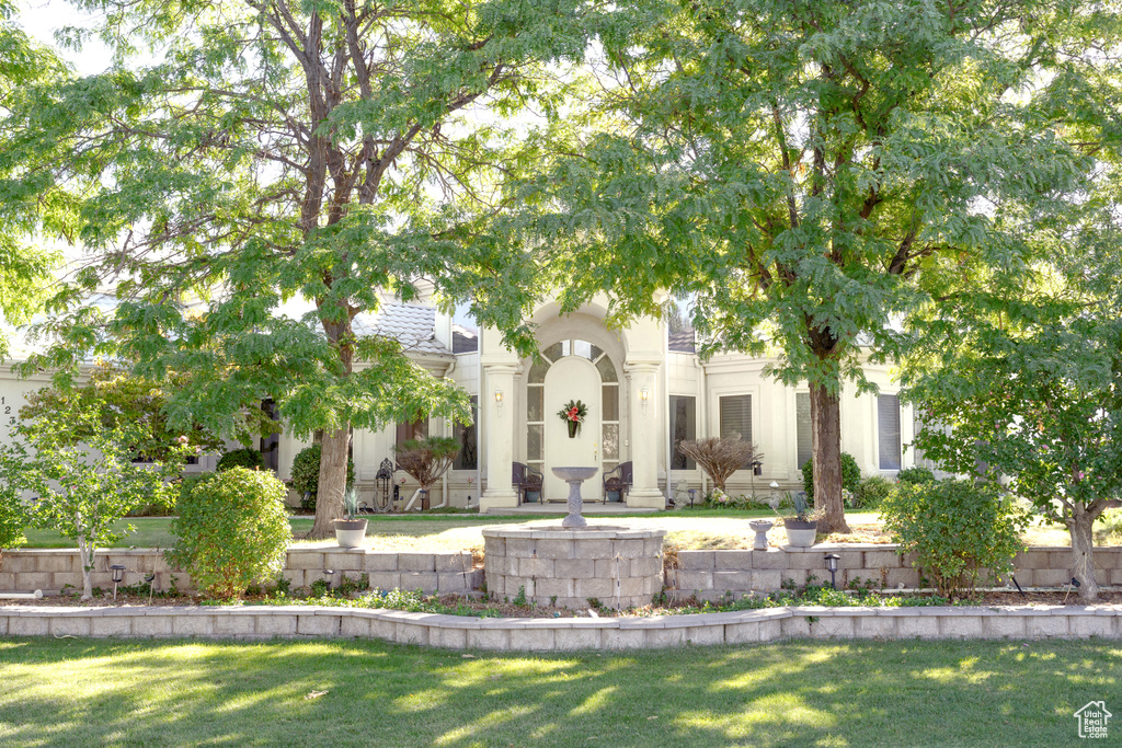 Exterior space with a lawn