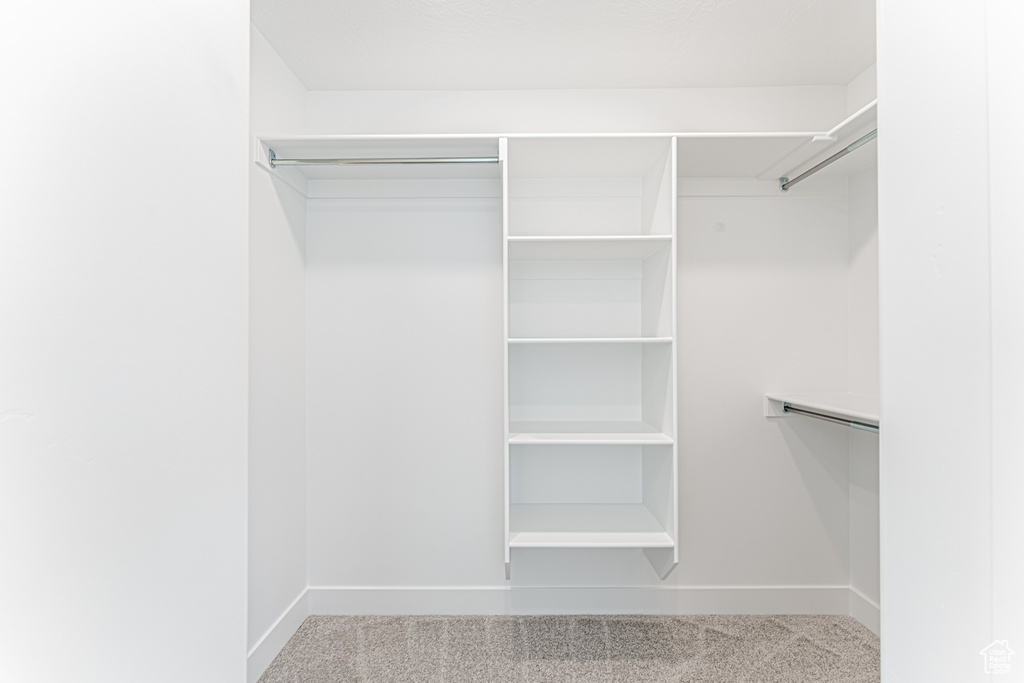 Walk in closet with carpet