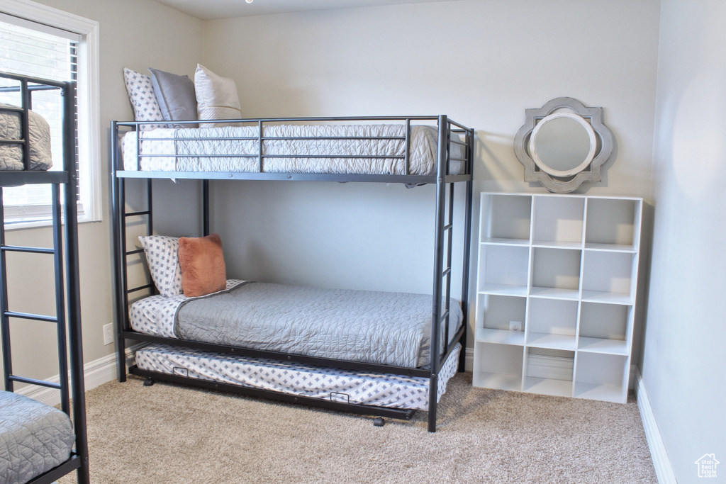 Bedroom with carpet floors