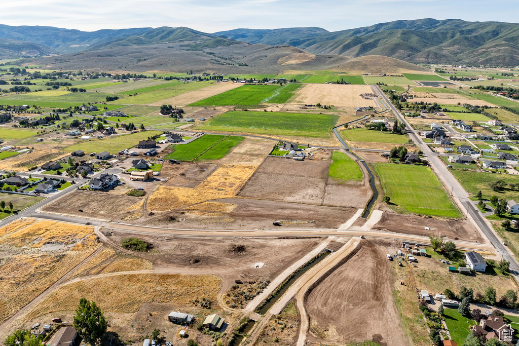 Aerial view featuring a mountain view and a rural view