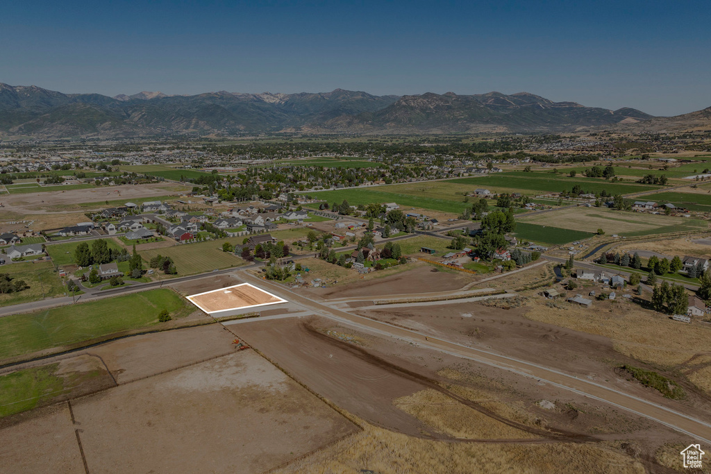 Aerial view featuring a mountain view