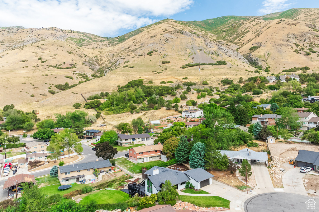 Drone / aerial view with a mountain view