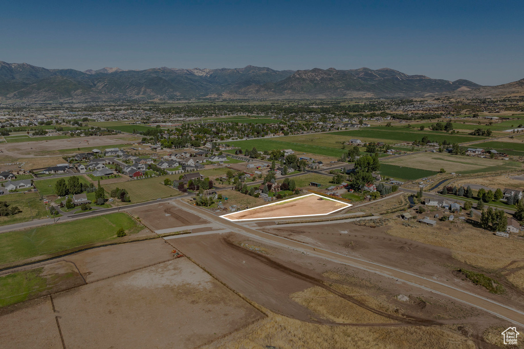 Drone / aerial view with a mountain view