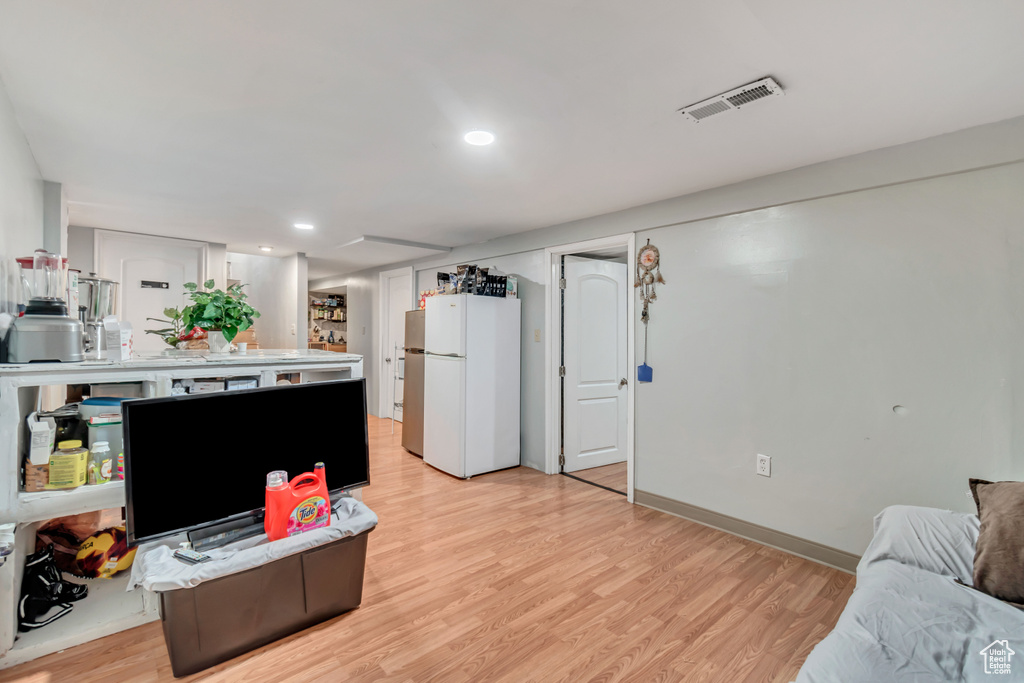 Living room featuring light wood-type flooring