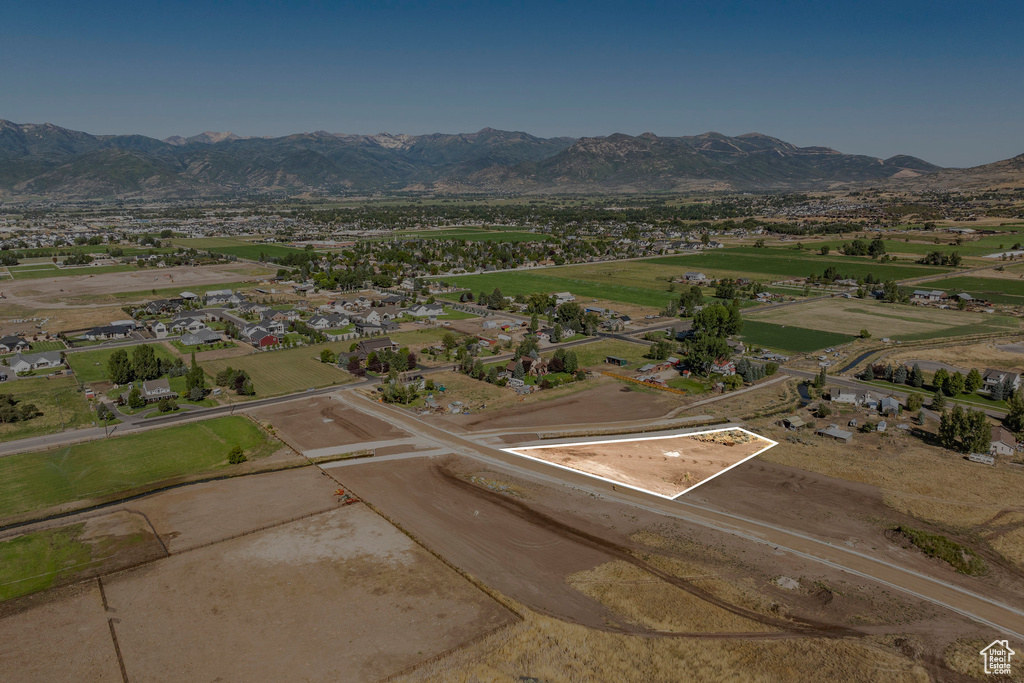 Aerial view featuring a mountain view