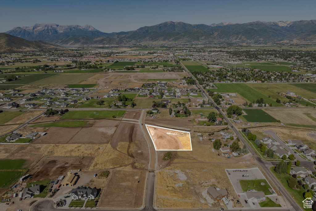 Aerial view featuring a mountain view