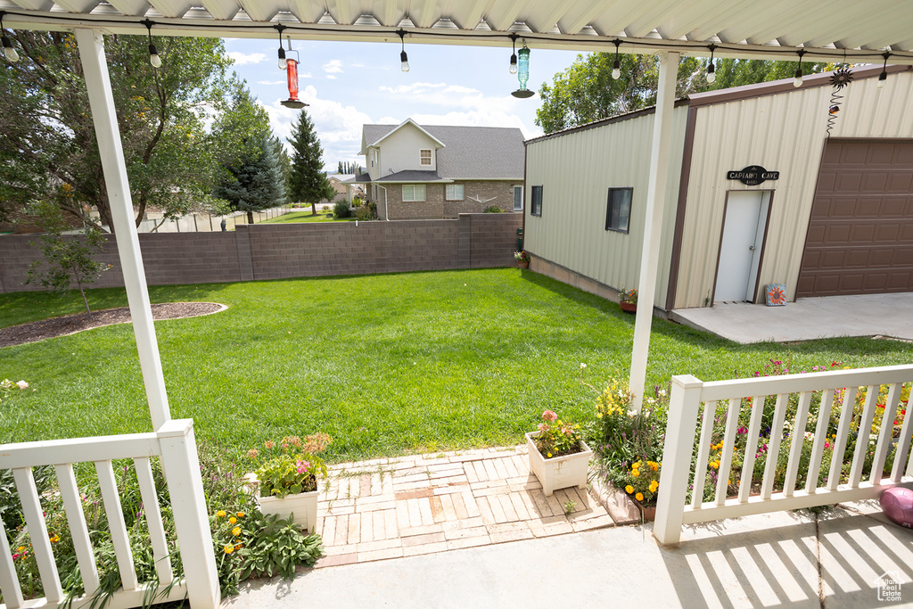 View of yard featuring a patio