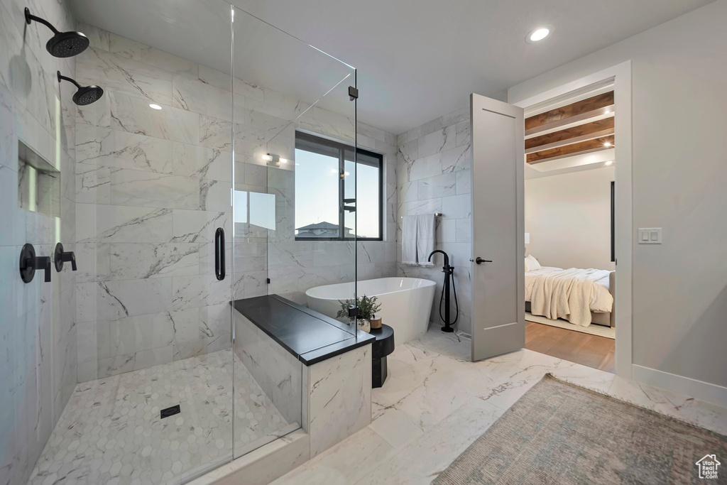 Bathroom with independent shower and bath